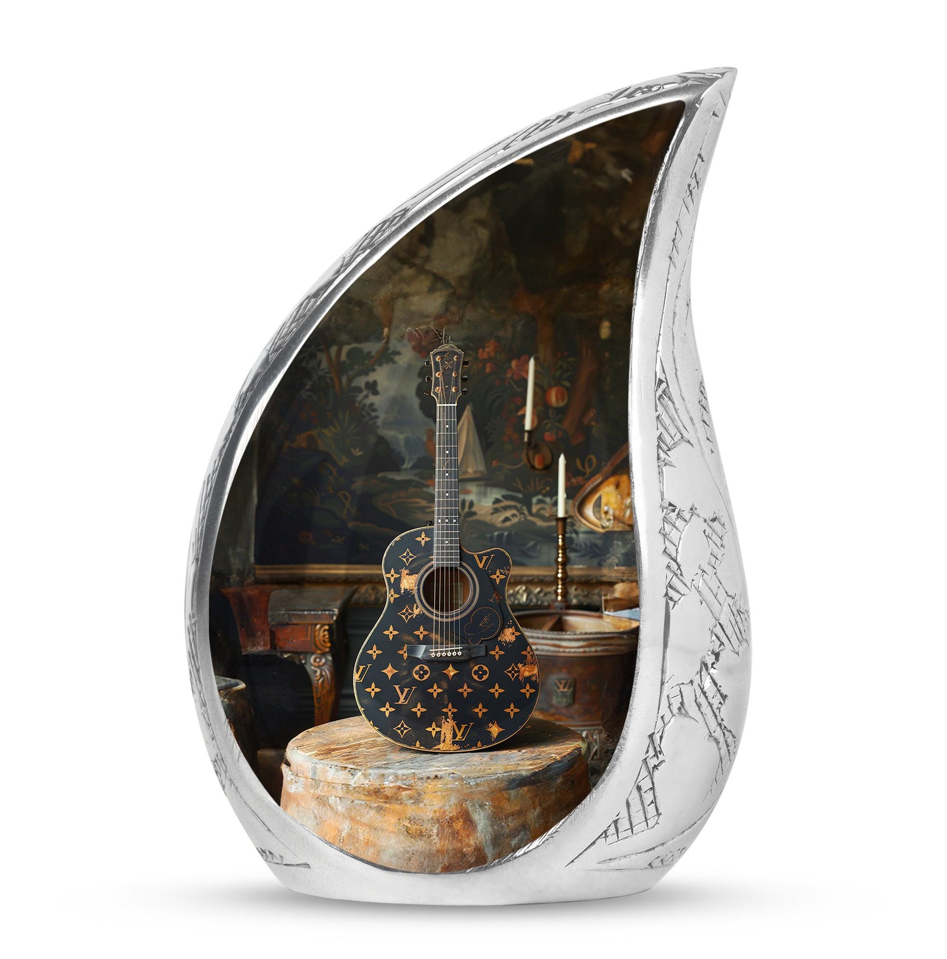 Guitar Small Urn Large Funeral, Ashes Urn For Ashes