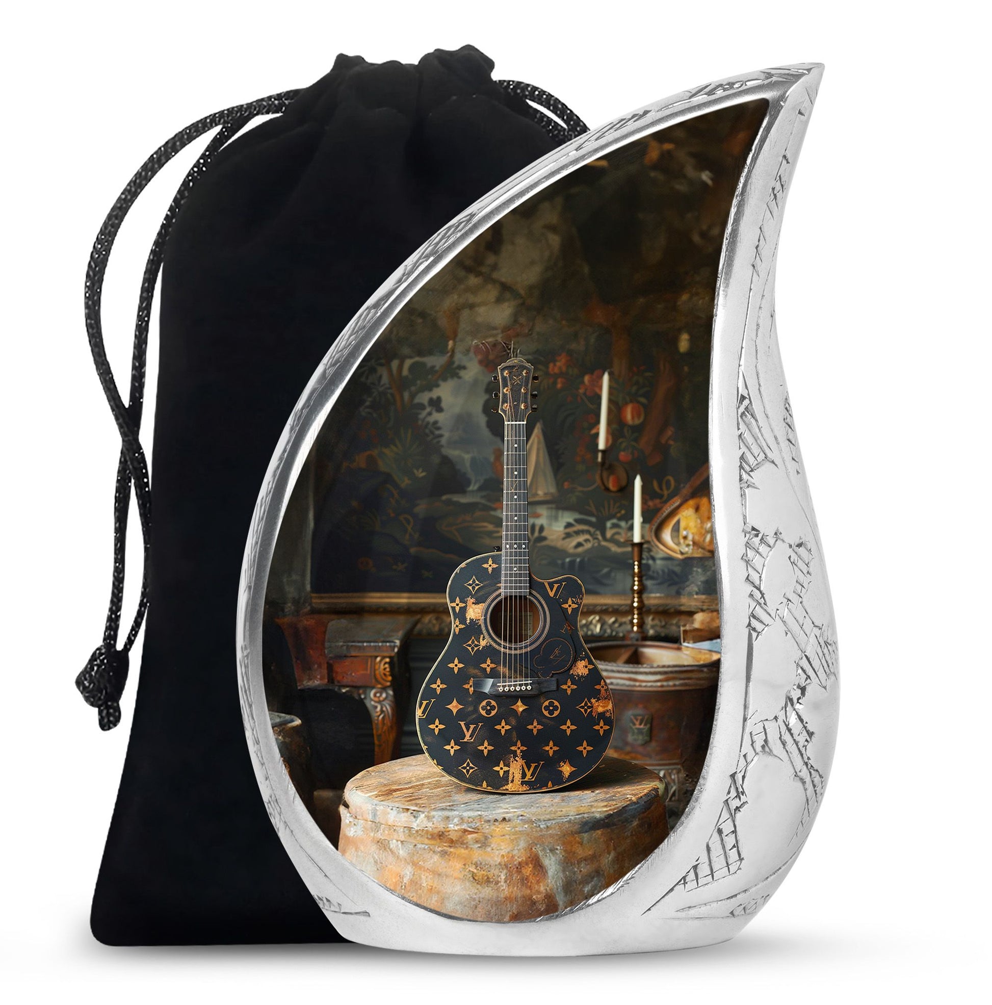 Guitar Small Urn Large Funeral, Ashes Urn For Ashes