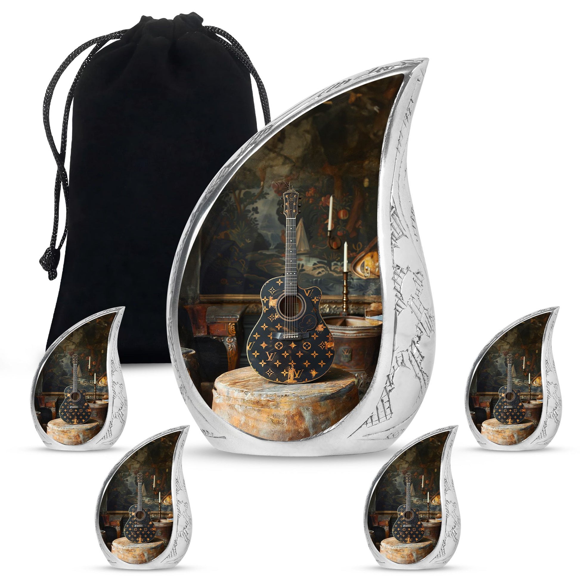 Guitar Small Urn Large Funeral, Ashes Urn For Ashes