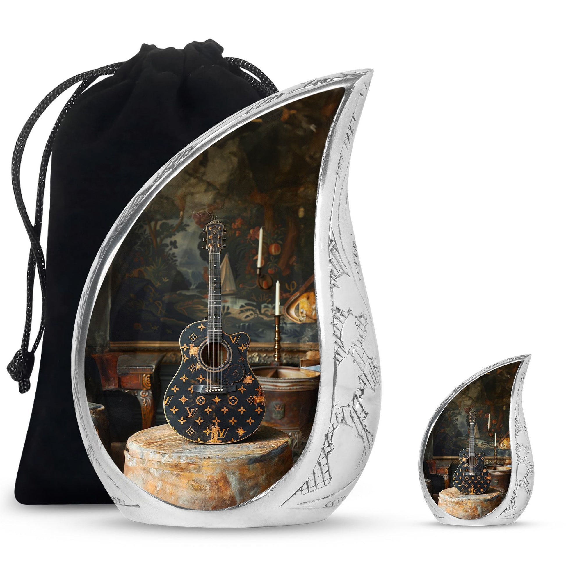 Guitar Small Urn Large Funeral, Ashes Urn For Ashes