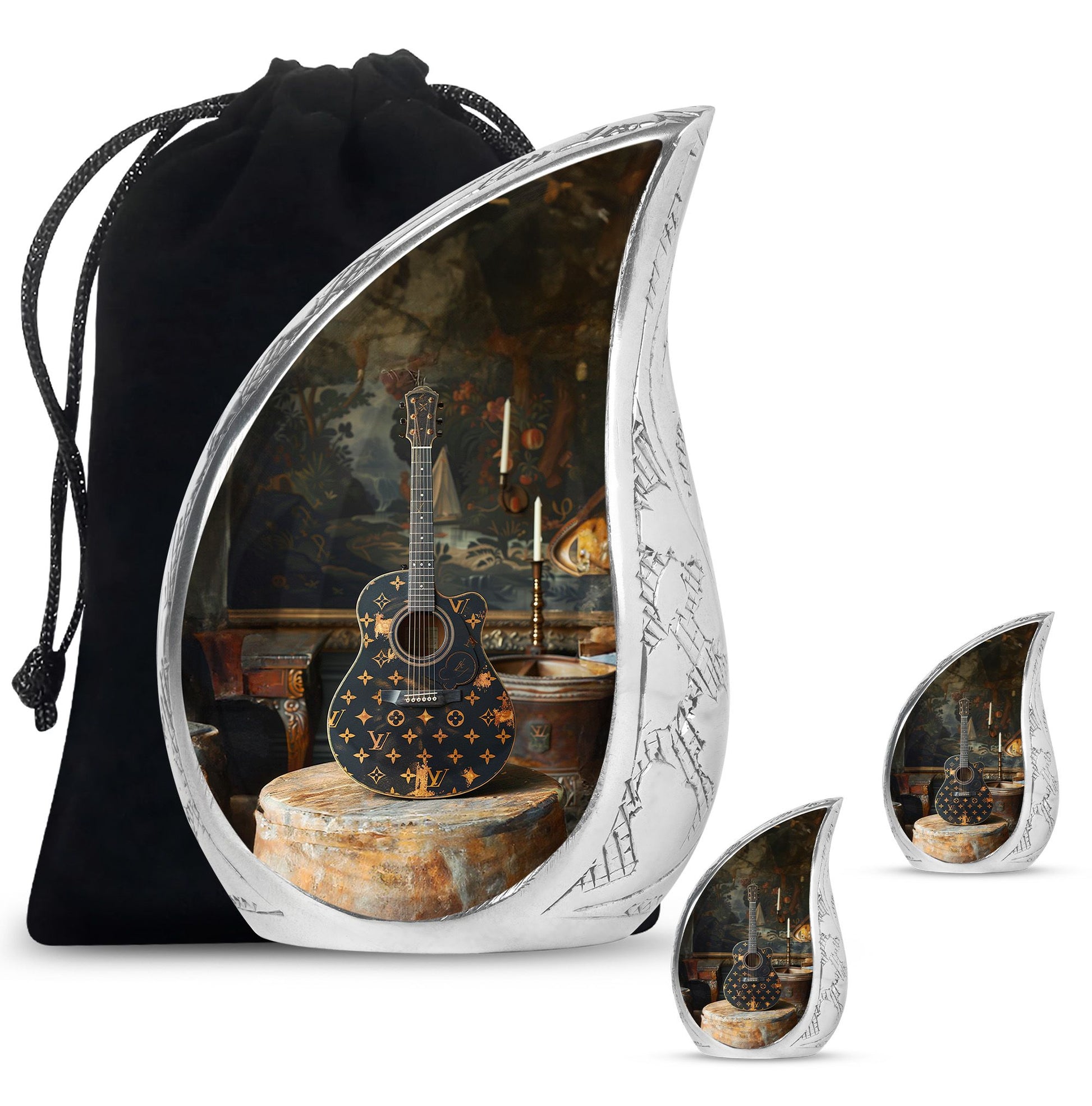Guitar Small Urn Large Funeral, Ashes Urn For Ashes