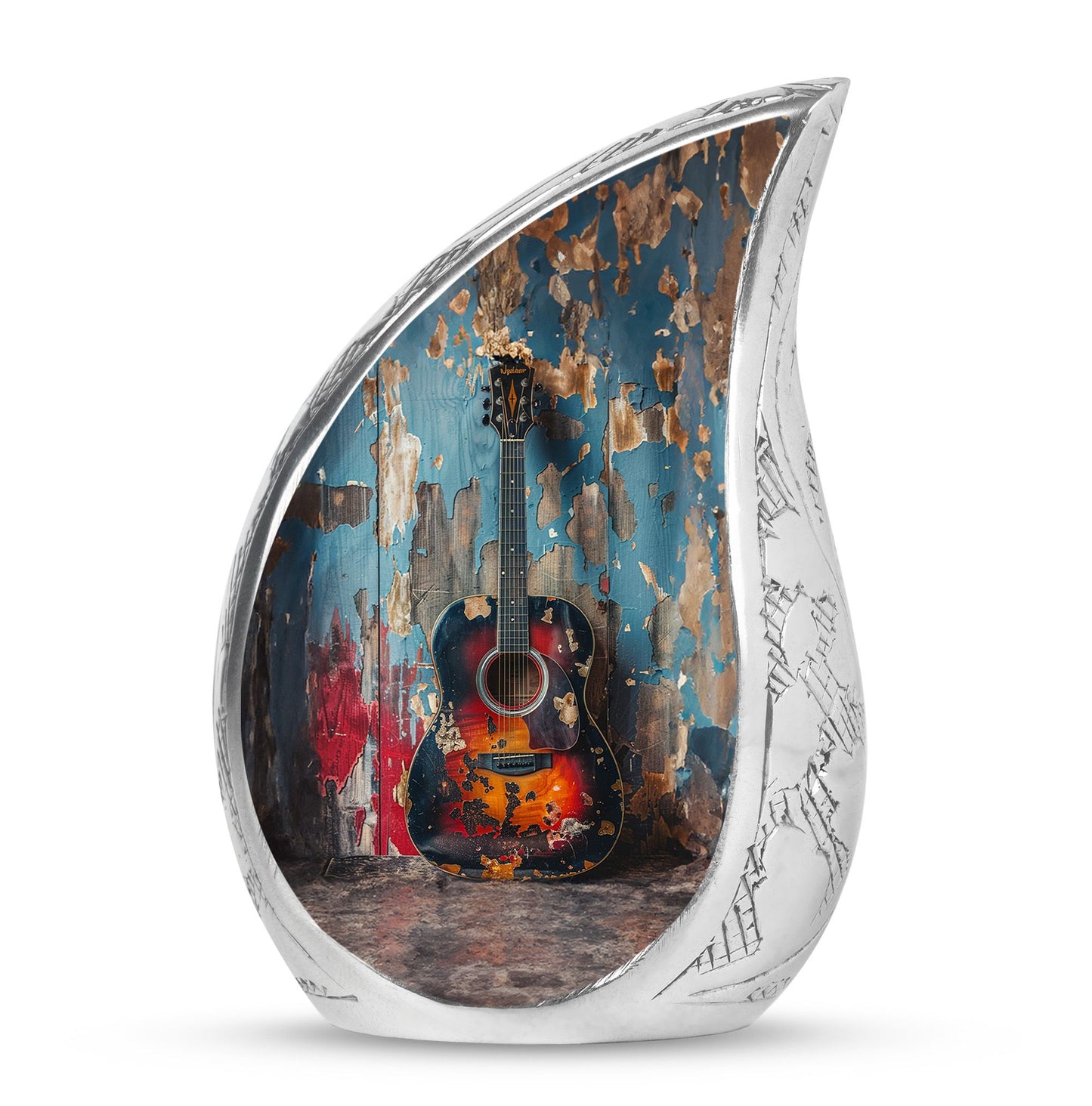 Personalized Guitar Keepsake Urn for Human Ashes - 10-inch, 200 cu in - Yatskia