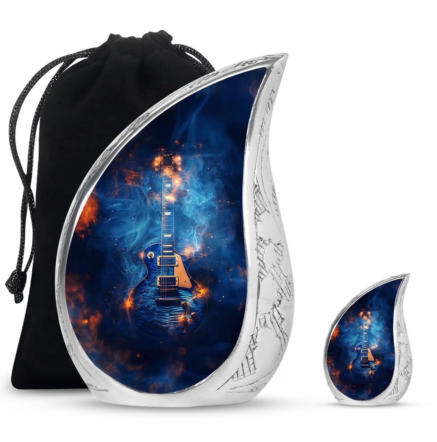 Personalized Guitar Memorial Urn for Human Ashes - 10-inch, 200 cu in - Yatskia