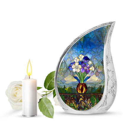 Glass Stained Glass Cremation Urn for Human Ashes - 10-inch, 200 cu in - Yatskia
