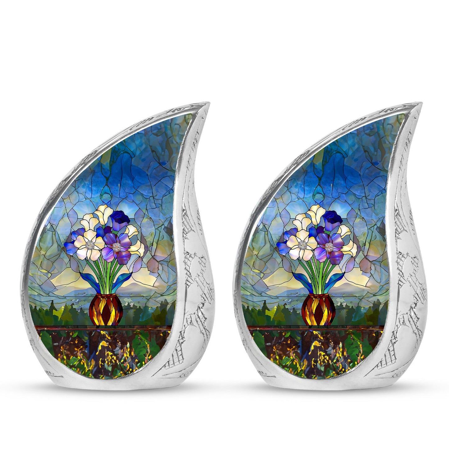 Glass Stained Glass Cremation Urn for Human Ashes - 10-inch, 200 cu in - Yatskia