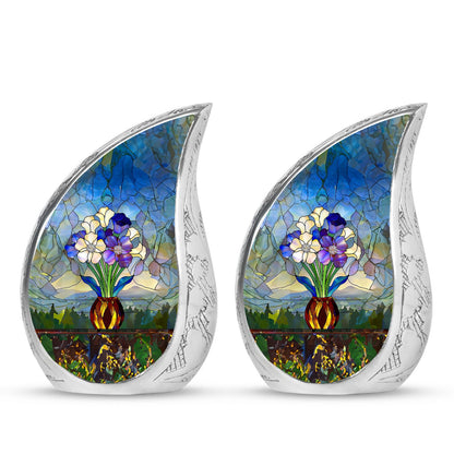 Glass Stained Glass Cremation Urn for Human Ashes - 10-inch, 200 cu in - Yatskia