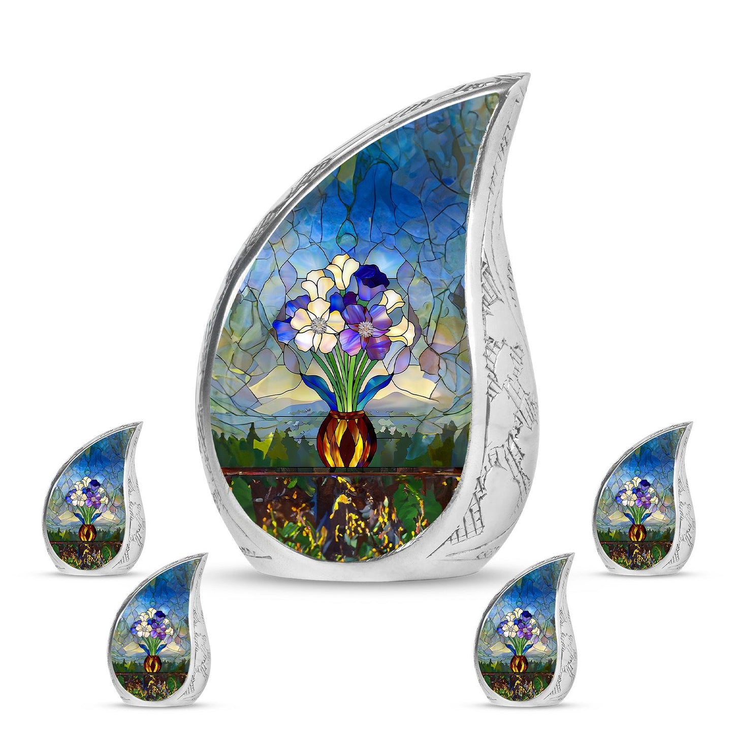 Glass Stained Glass Cremation Urn for Human Ashes - 10-inch, 200 cu in - Yatskia