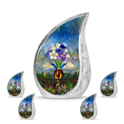 Glass Stained Glass Cremation Urn for Human Ashes - 10-inch, 200 cu in - Yatskia