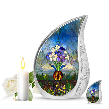 Glass Stained Glass Cremation Urn for Human Ashes - 10-inch, 200 cu in - Yatskia