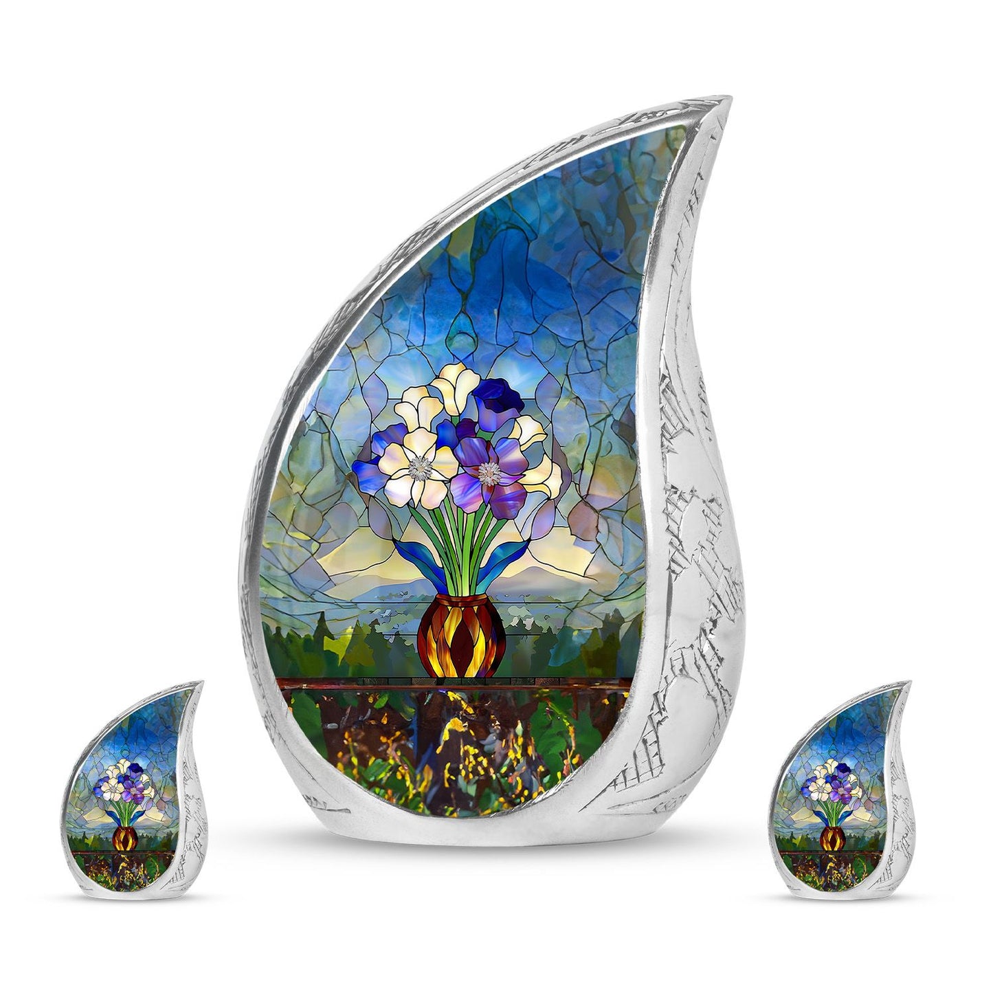 Glass Stained Glass Cremation Urn for Human Ashes - 10-inch, 200 cu in - Yatskia