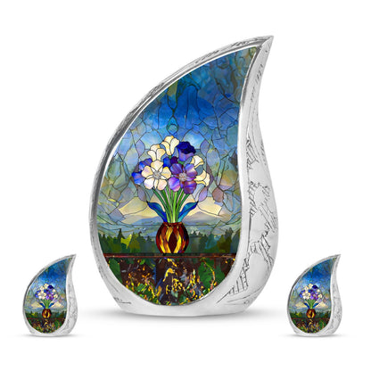 Glass Stained Glass Cremation Urn for Human Ashes - 10-inch, 200 cu in - Yatskia