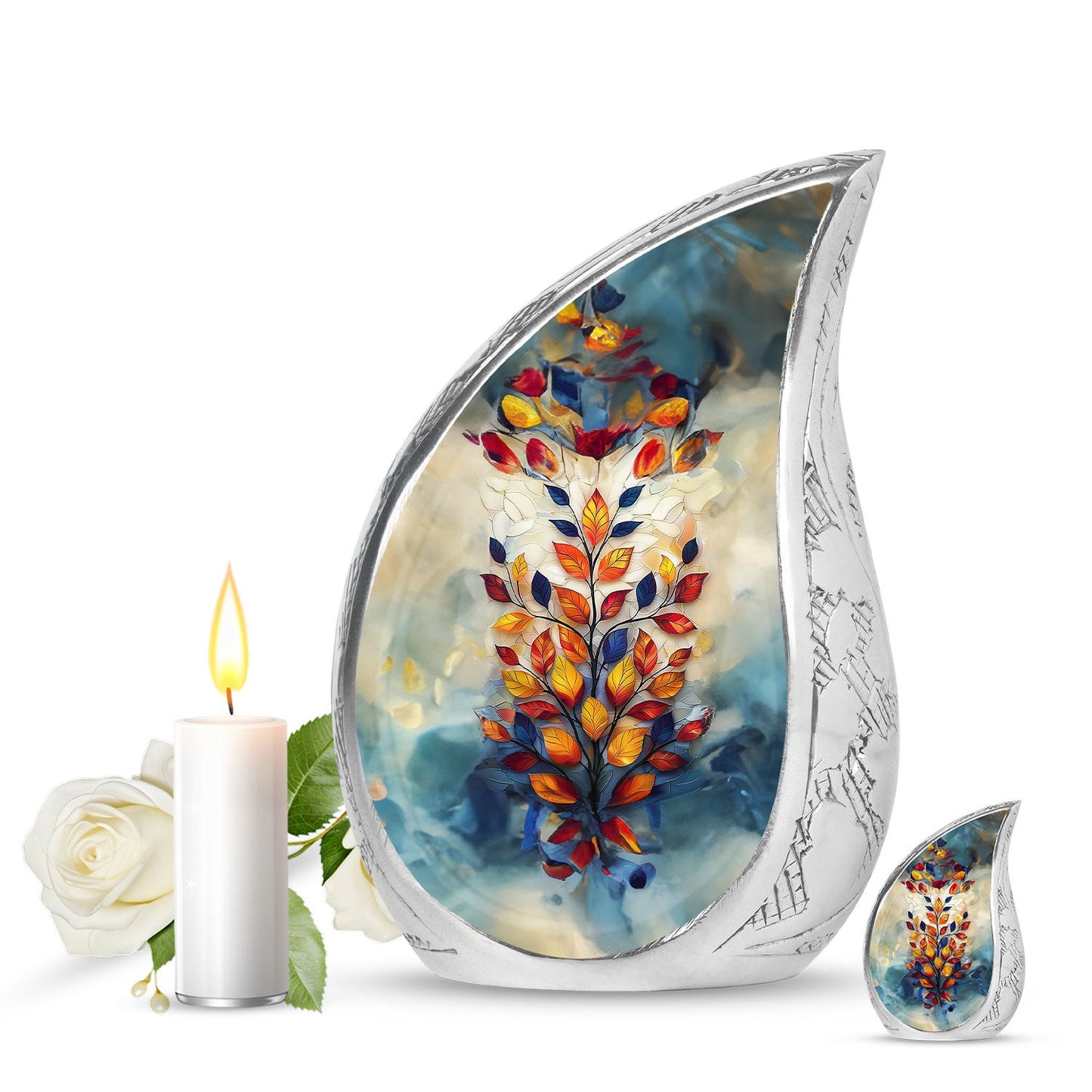 Glass Artistic Keepsake Urn for Human Ashes - 10-inch, 200 cu in - Yatskia
