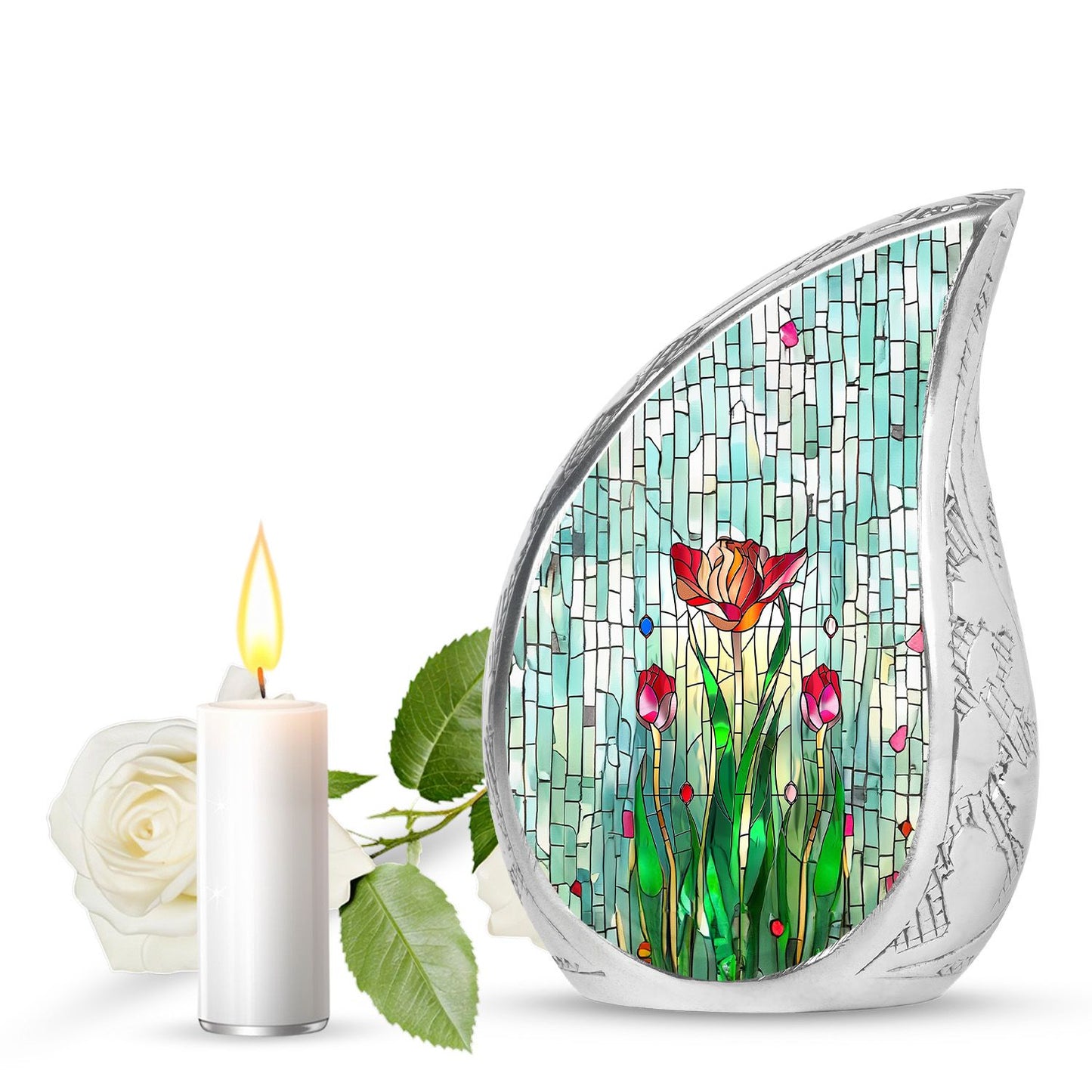 Glass Artistic Cremation Urn for Human Ashes - 10-inch, 200 cu in - Yatskia