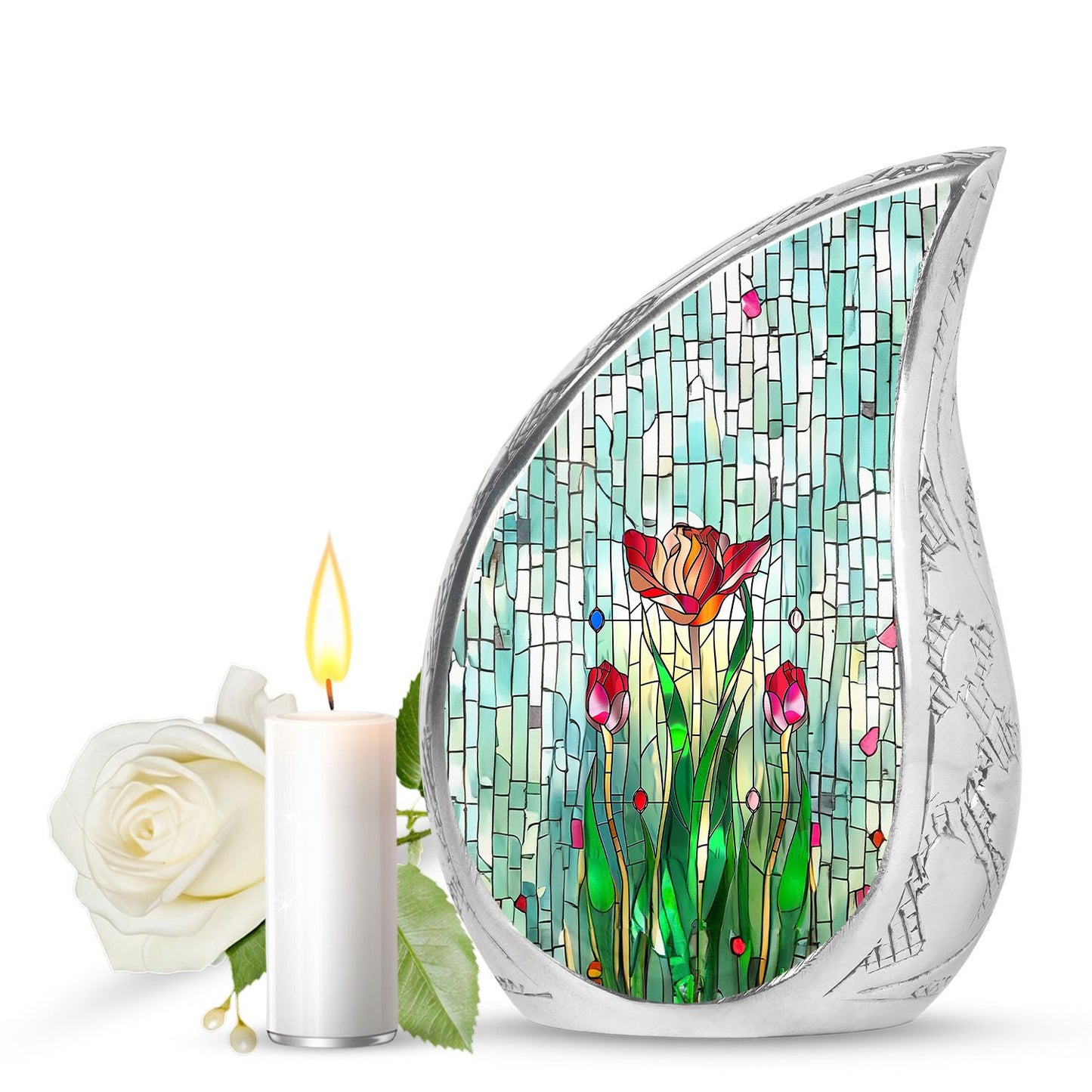 Glass Artistic Cremation Urn for Human Ashes - 10-inch, 200 cu in - Yatskia