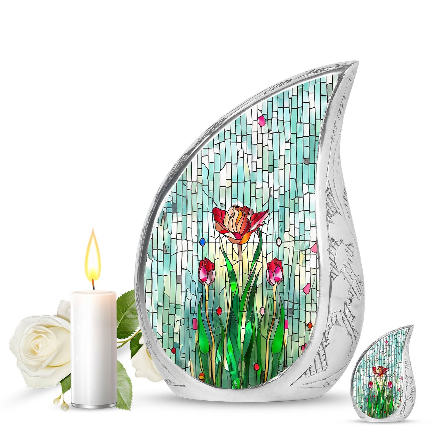 Glass Artistic Cremation Urn for Human Ashes - 10-inch, 200 cu in - Yatskia