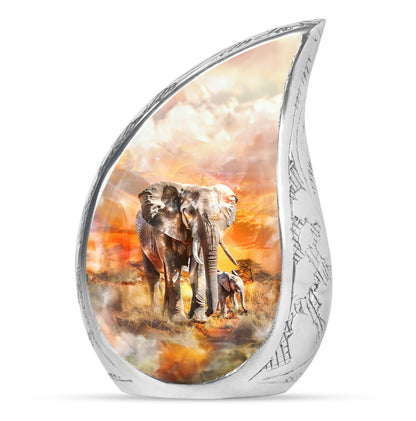 Personalized Elephant Keepsake Urn for Human Ashes - 10-inch, 200 cu in - Yatskia