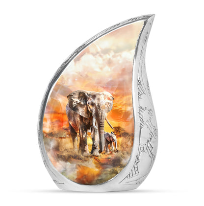 Personalized Elephant Keepsake Urn for Human Ashes - 10-inch, 200 cu in - Yatskia