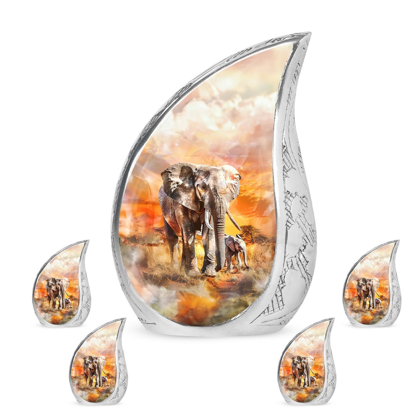 Personalized Elephant Keepsake Urn for Human Ashes - 10-inch, 200 cu in - Yatskia