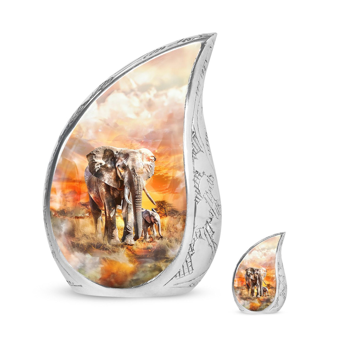 Personalized Elephant Keepsake Urn for Human Ashes - 10-inch, 200 cu in - Yatskia