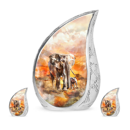 Personalized Elephant Keepsake Urn for Human Ashes - 10-inch, 200 cu in - Yatskia