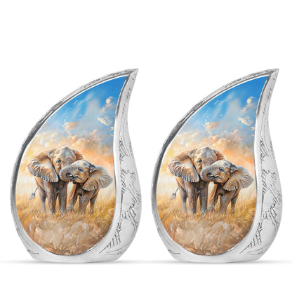 Personalized Elephant Cremation Urn for Men & Women - 10-inch, 200 cu in - Yatskia