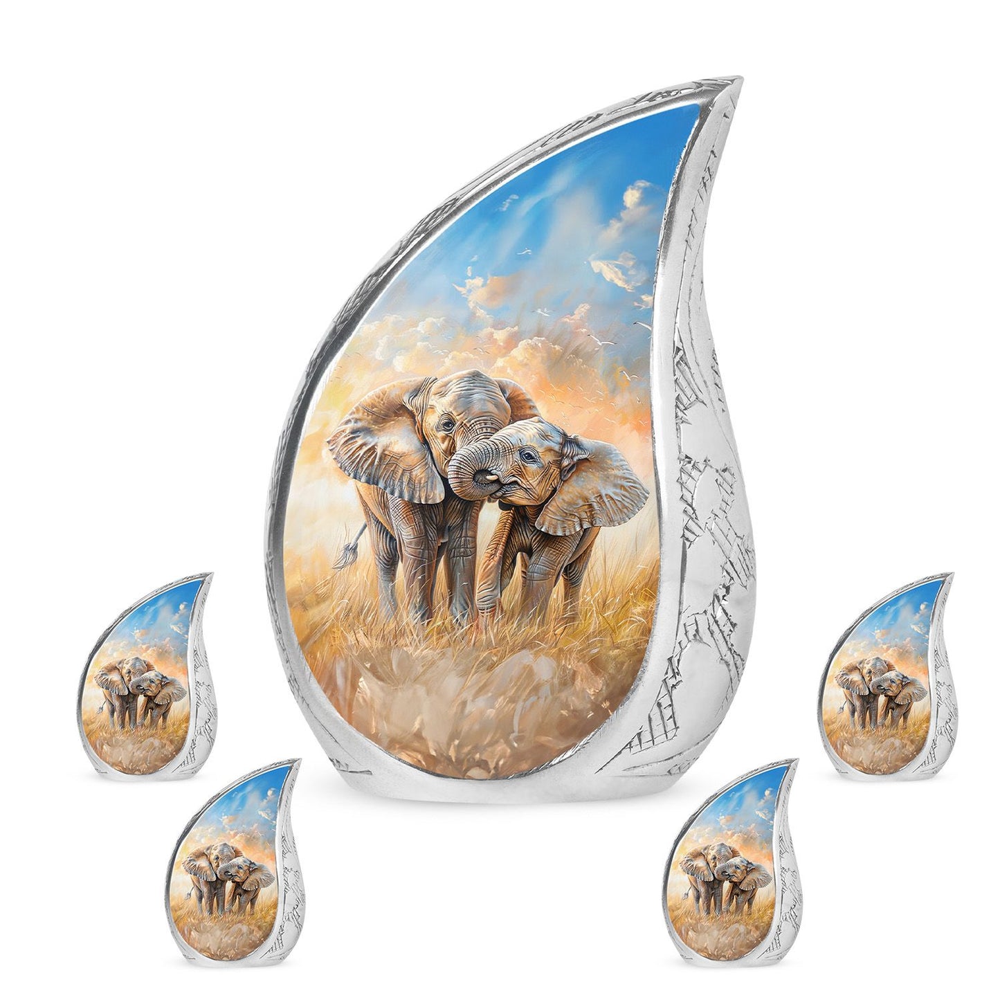 Personalized Elephant Cremation Urn for Men & Women - 10-inch, 200 cu in - Yatskia