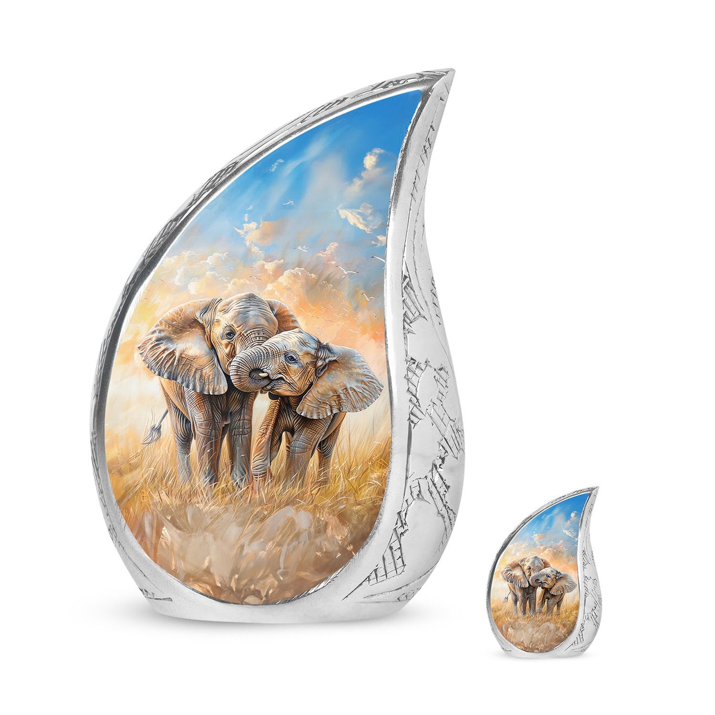 Personalized Elephant Cremation Urn for Men & Women - 10-inch, 200 cu in - Yatskia