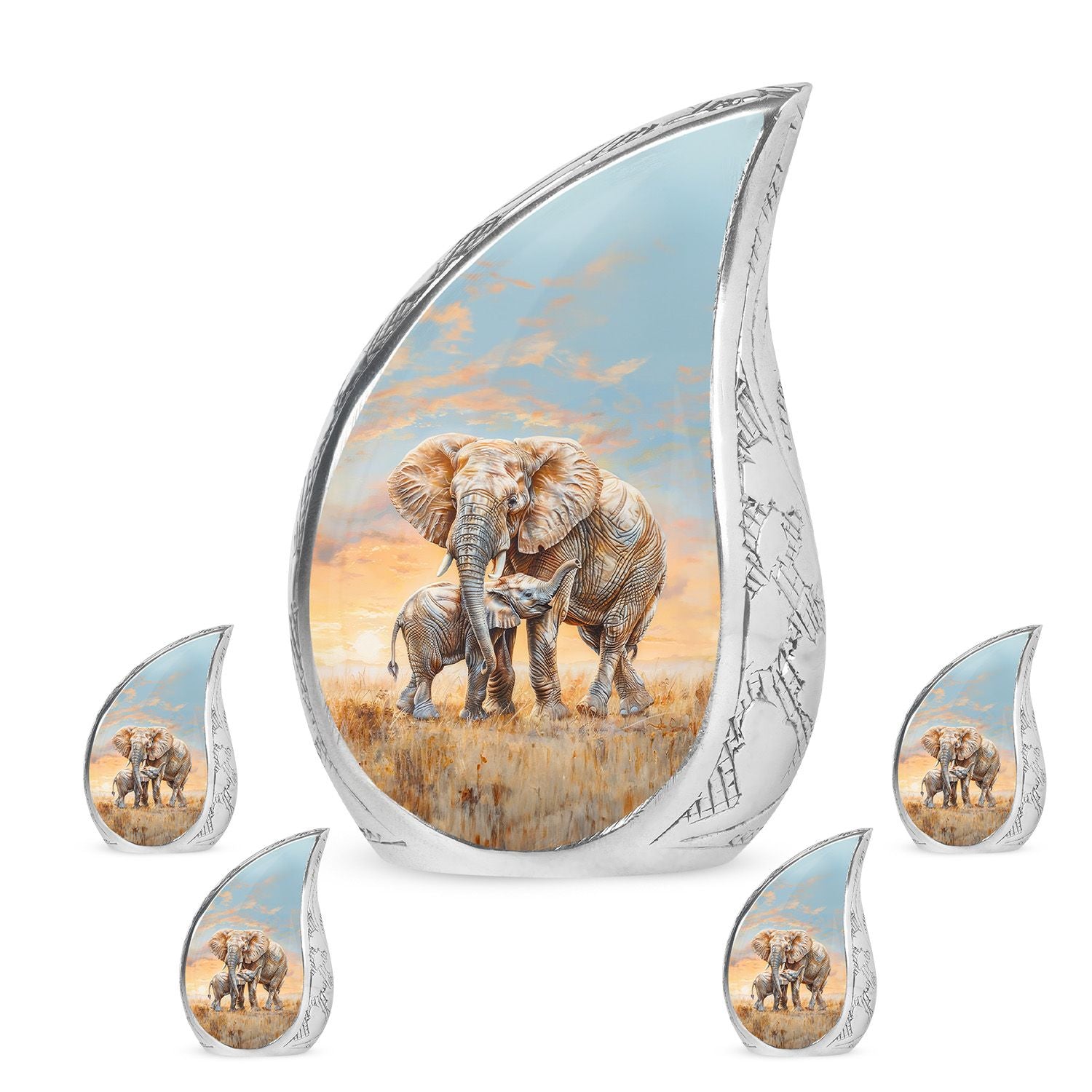 Elephant Family Cremation Urns For Men Funeral, Ashes Cremation Urn