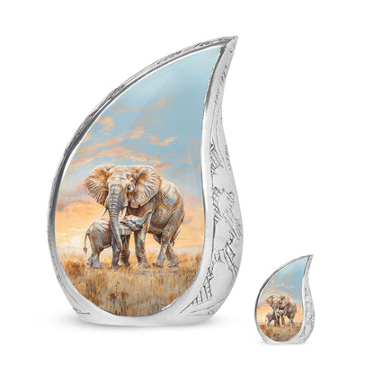 Personalized Elephant Keepsake Urn for Human Ashes - 10-inch, 200 cu in - Yatskia