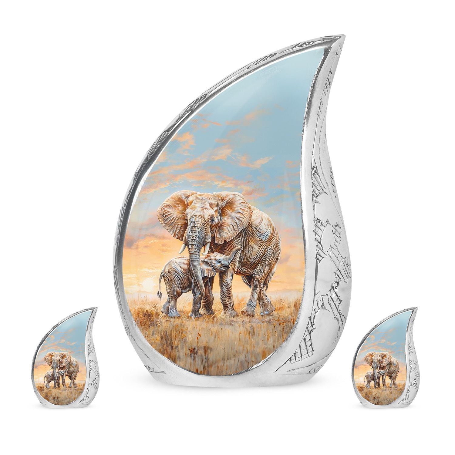 Elephant Family Cremation Urns For Men Funeral, Ashes Cremation Urn