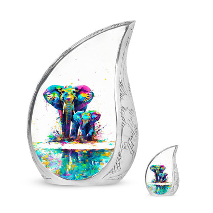 Personalized Elephant Memorial Urn for Mom - 10-inch, 200 cu in - Yatskia