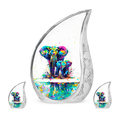 Personalized Elephant Memorial Urn for Mom - 10-inch, 200 cu in - Yatskia