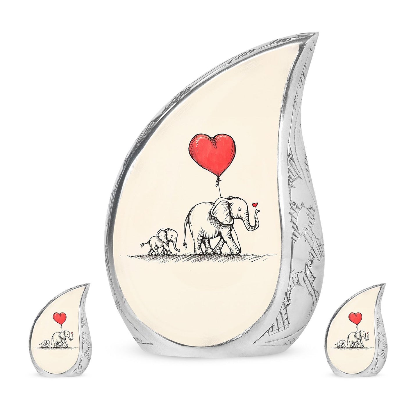 Personalized Elephant Keepsake Urn for Human Ashes - 10-inch, 200 cu in - Yatskia