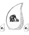 Elephant Family Medium Urn Funeral, Ashes Memorial Urn
