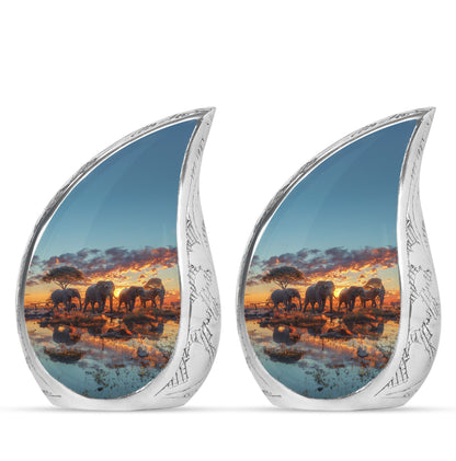 Personalized Elephant Cremation Urn for Human Ashes - 10-inch, 200 cu in - Yatskia