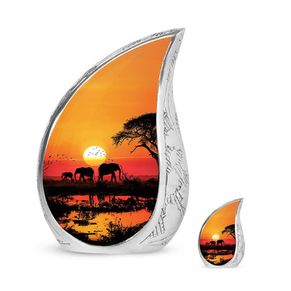 Personalized Elephant Keepsake Urn for Human Ashes - 10-inch, 200 cu in - Yatskia