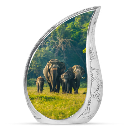 Personalized Elephant Memorial Urn for Human Ashes - 10-inch, 200 cu in - Yatskia
