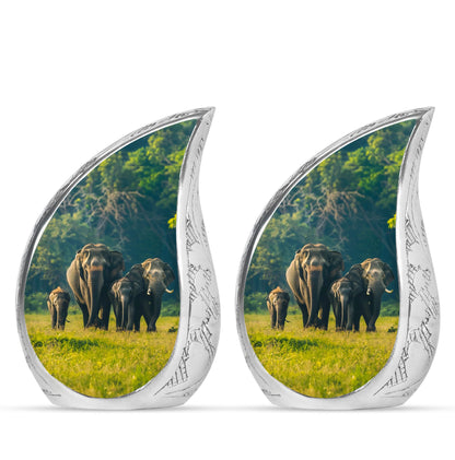 Personalized Elephant Memorial Urn for Human Ashes - 10-inch, 200 cu in - Yatskia