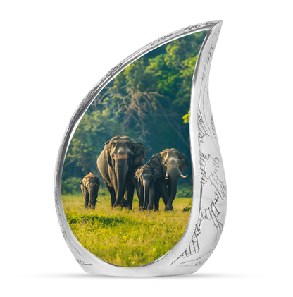 Personalized Elephant Memorial Urn for Human Ashes - 10-inch, 200 cu in - Yatskia