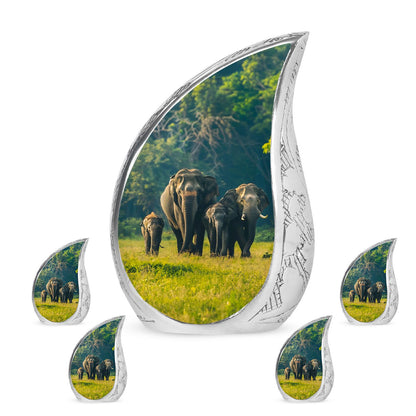 Personalized Elephant Memorial Urn for Human Ashes - 10-inch, 200 cu in - Yatskia