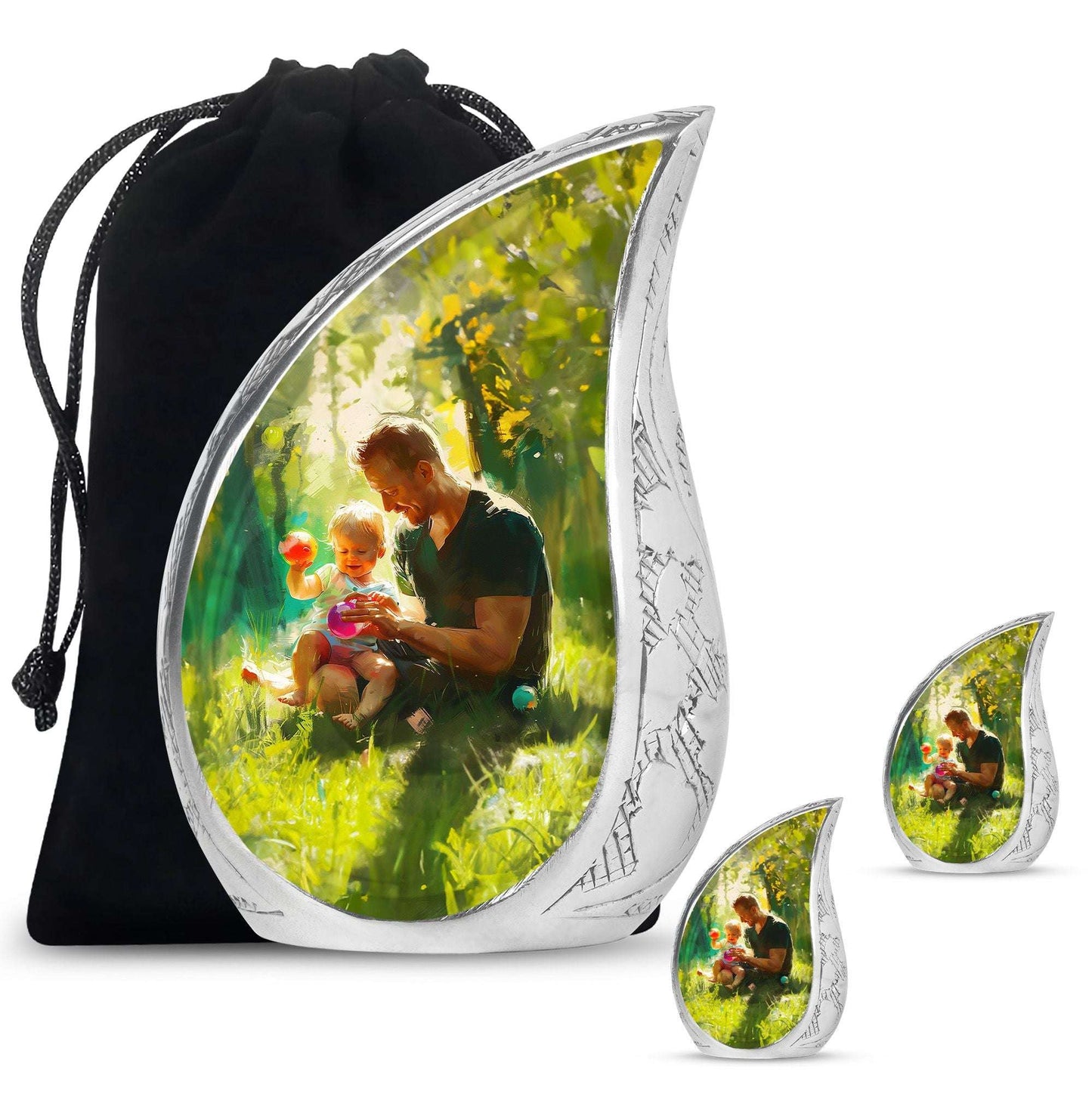 Father & Kids Large & Small Cremation Urns For Human Ashes