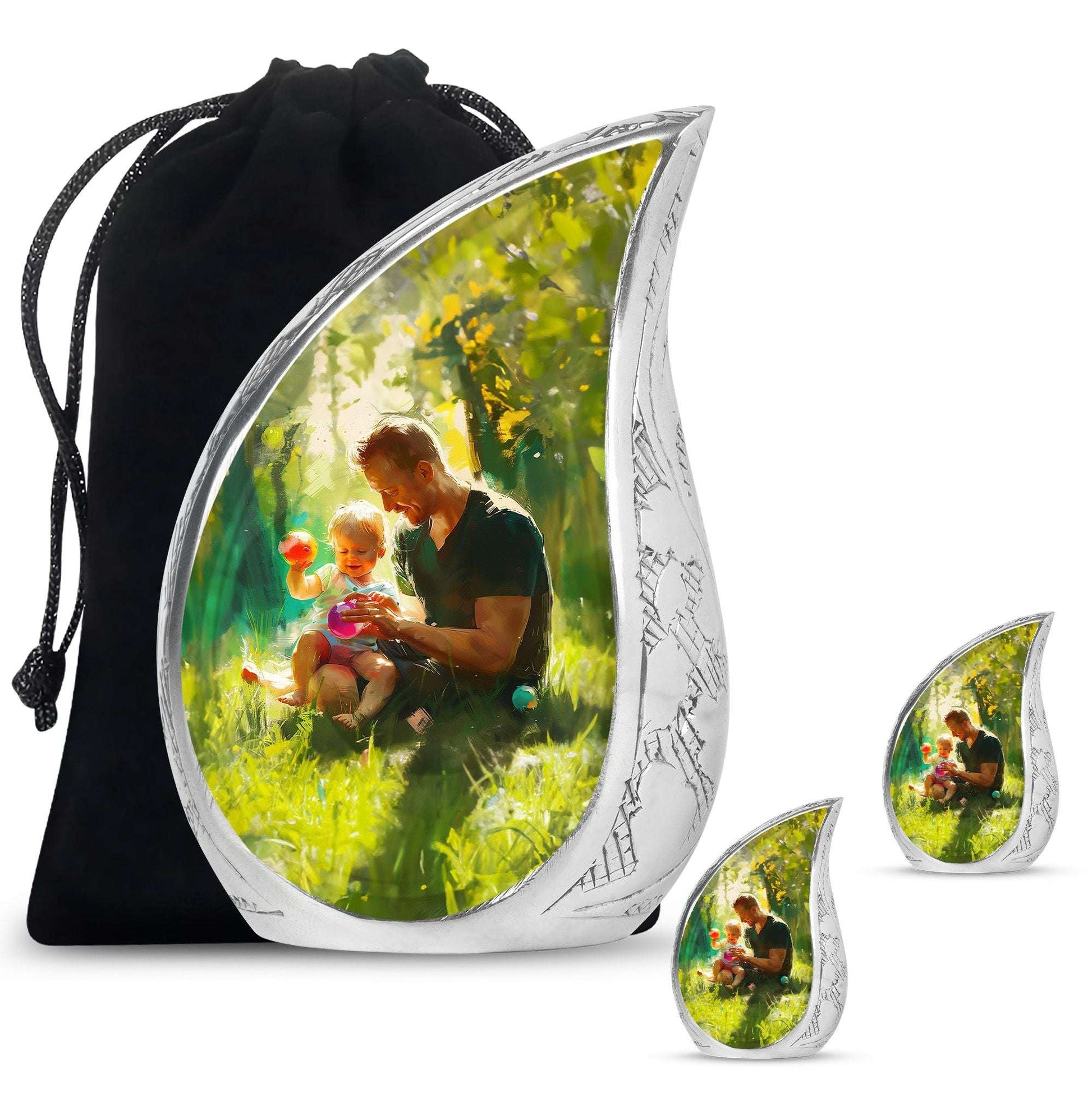 Father & Kids Large & Small Cremation Urns For Human Ashes