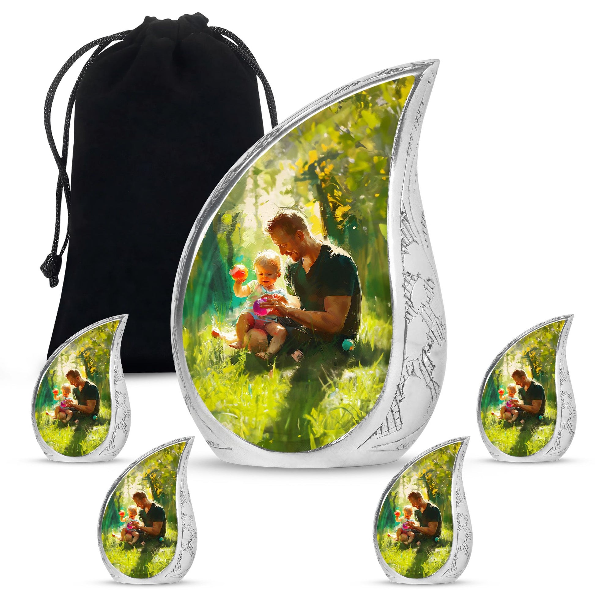 Father & Kids Large & Small Cremation Urns For Human Ashes