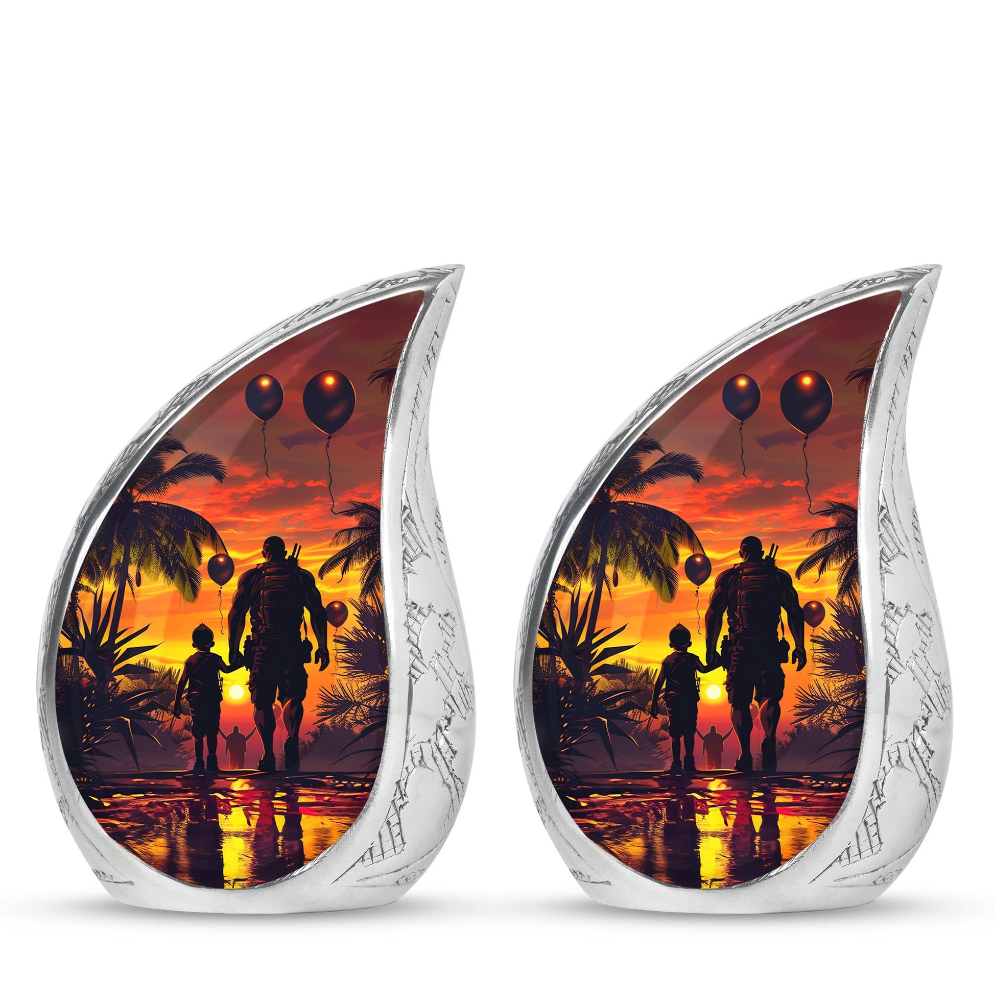 Father and Son Cremation Urns For Human Ashes - Sunset Funeral Urn