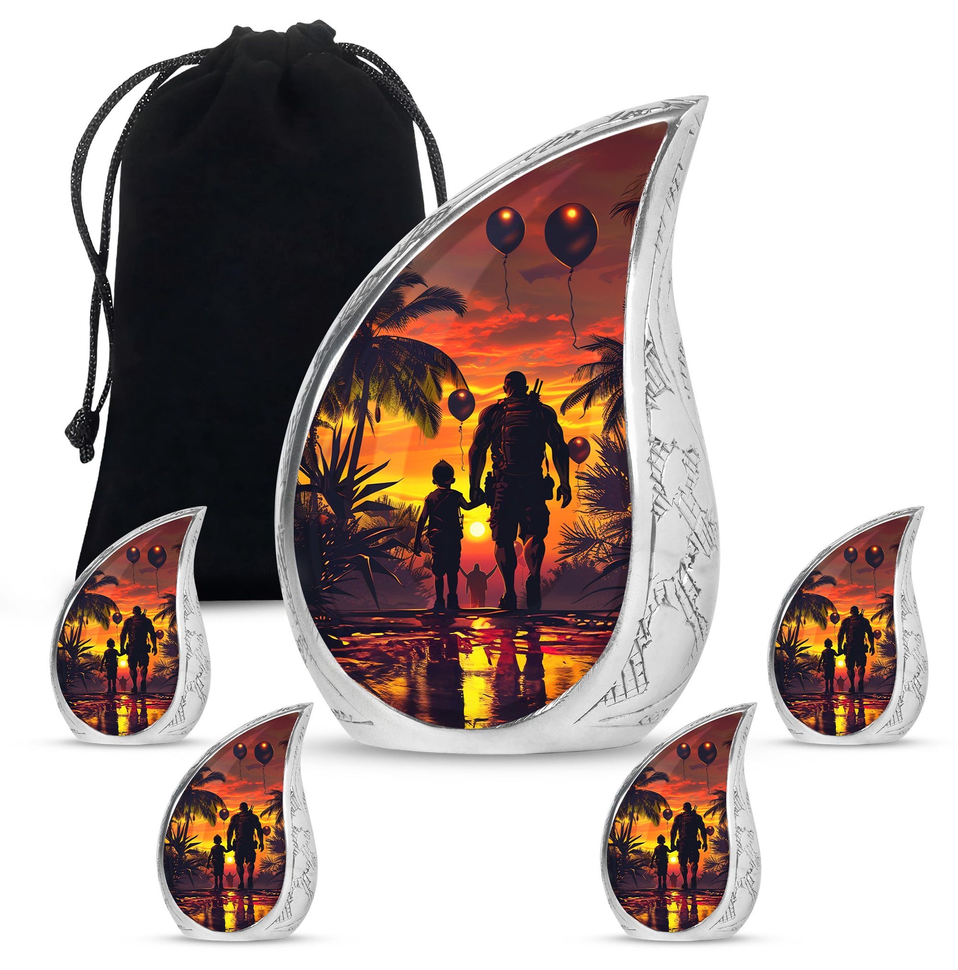 Father and Son Cremation Urns For Human Ashes - Sunset Funeral Urn