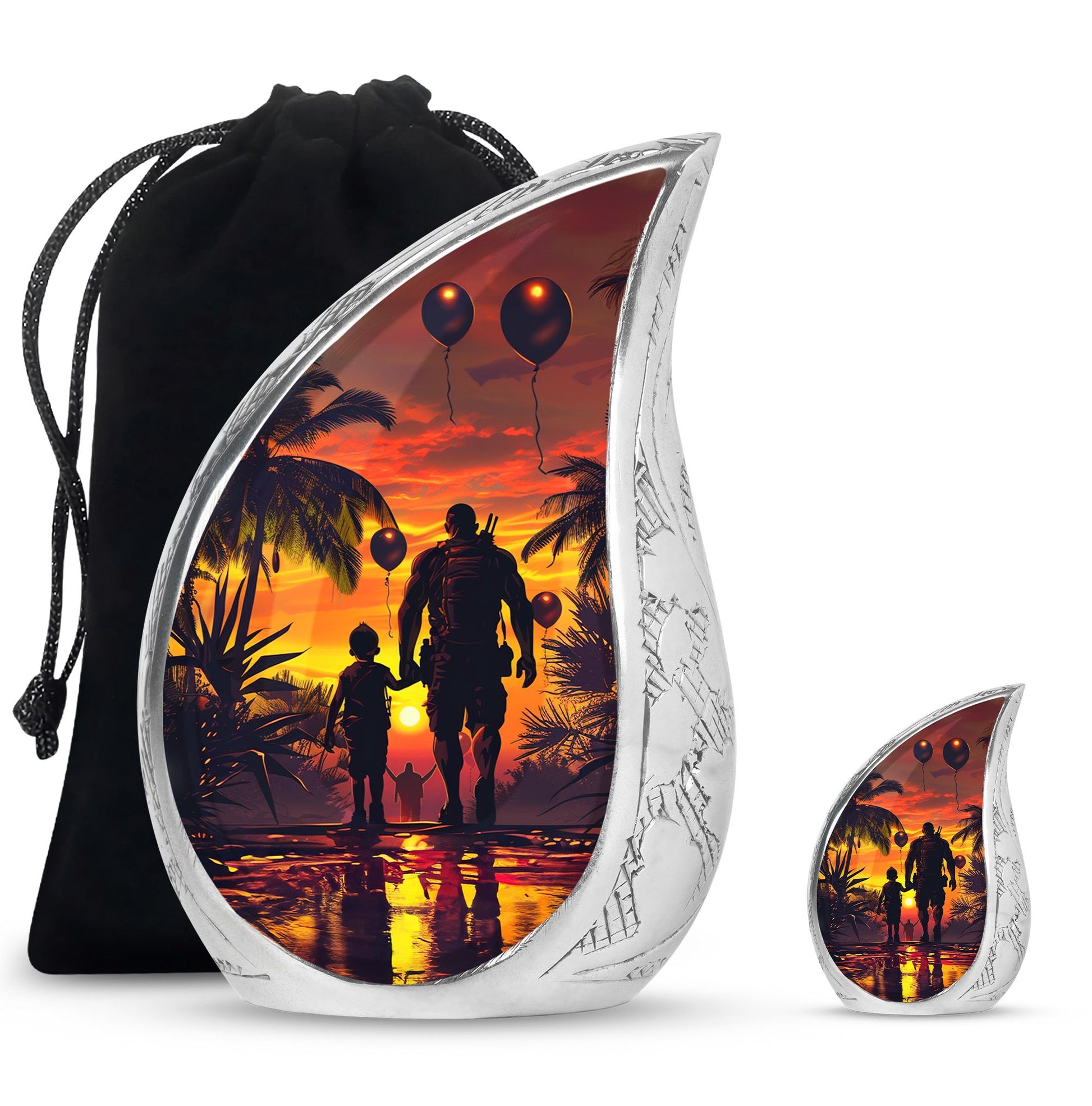 Father and Son Cremation Urns For Human Ashes - Sunset Funeral Urn