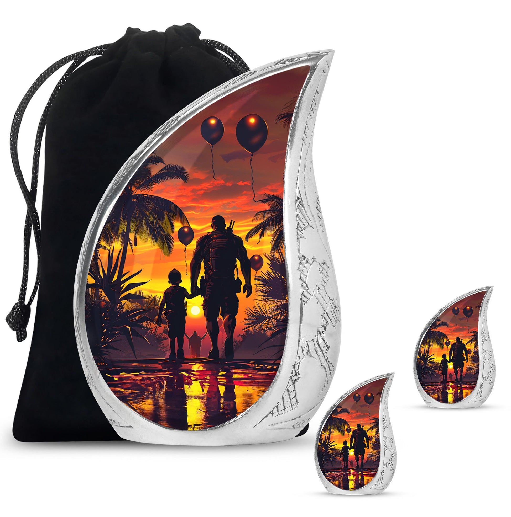 Father and Son Cremation Urns For Human Ashes - Sunset Funeral Urn