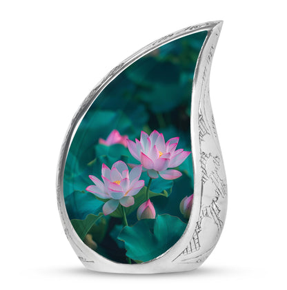 Personalized Flower Cremation Urn for Human Ashes - 10-inch, 200 cu in - Yatskia