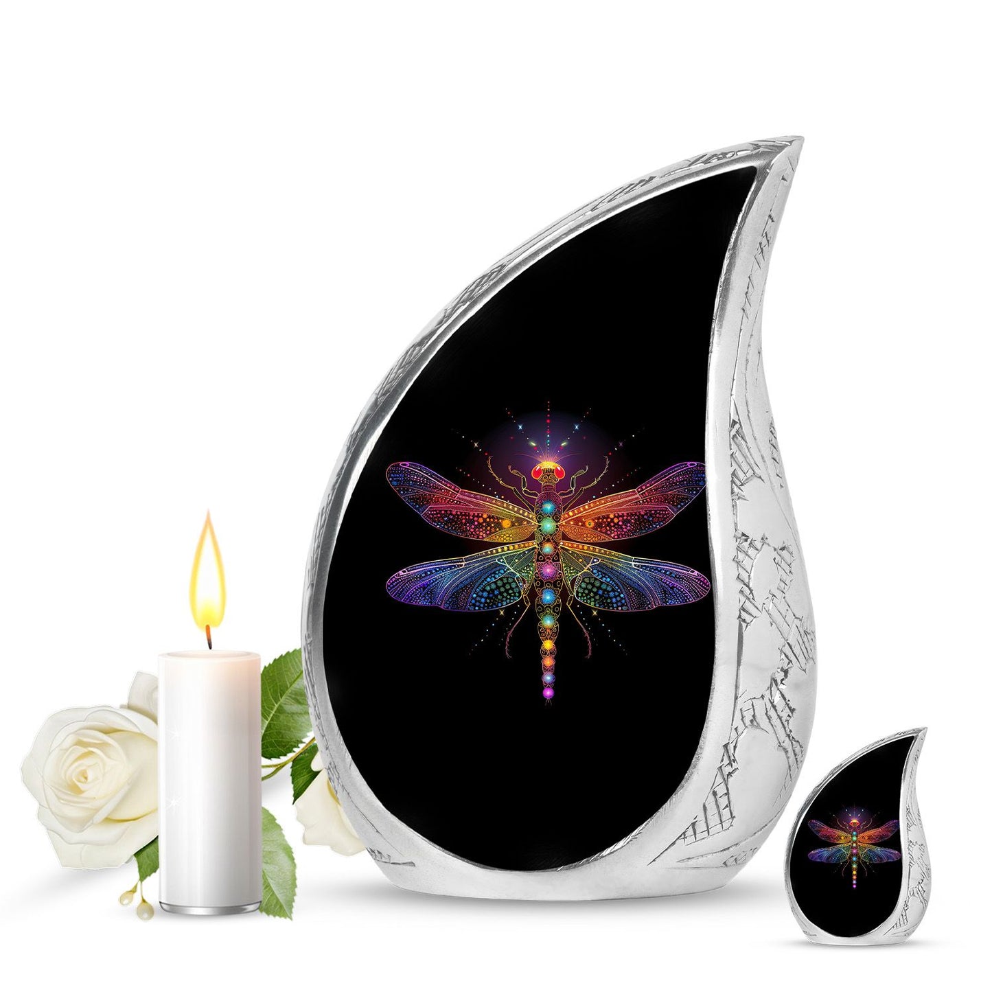 Personalized Dragonfly Cremation Urn for Men & Women - 10-inch, 200 cu in - Yatskia