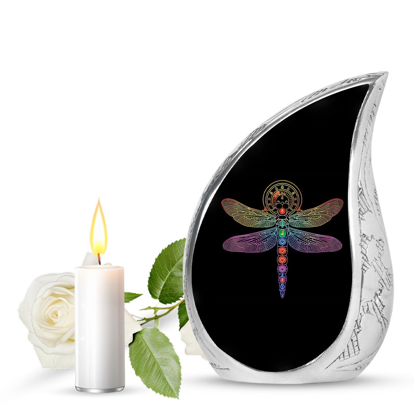 Personalized Dragonfly Memorial Urn for Men - 10-inch, 200 cu in - Yatskia